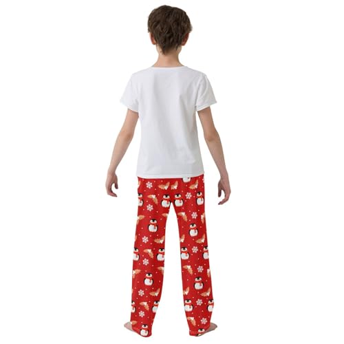 ZZXXB Penguin Holly Leaves Boys Long Pants Soft Trousers Elastic Waist Kids Lounge Bottoms with Pockets S-XL3