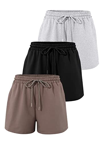 SUNBS 3 Pack Womens Sweat Shorts Casual Lounge Shorts Trendy Summer Running High Waisted Athletic Clothes Outfits