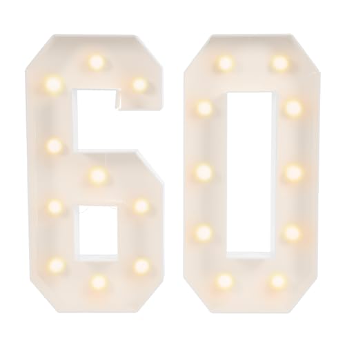 Czyurachel 1 para lamp LED z liczbami, 100 cm, podświetlane cyfry, 30, 40, 50, 60, dekoracja do domu, baru (60)