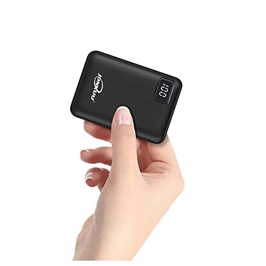 Batterie Externe 10000mAh Mini Ultra Compact Power Bank 2 USB Ports de 2.4A Charge Rapide et Ecran LCD Batterie de Secours Chargeur Portable Universel pour iPhone x 6 6s 7 8 iPad Huawei Samsung (Noir)