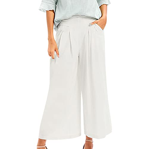 Pantalones deportivos para mujer, ajustados, holgados, para oficina, pantalones cortos de construcción, para uso público y profesional, blanco, M