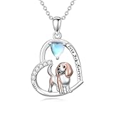 MEIDERBO Beagle Necklace Moonstone 925 Sterling Silver Dog Pendant Beagle Jewelry Gifts for Women