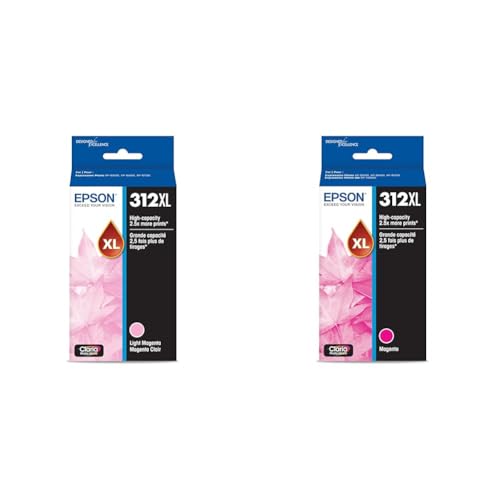 Image of Epson 312 Claria Photo HD Ink High Capacity Light Magenta & Magenta Cartridges (T312XL620-S & T312XL320-S) Bundle