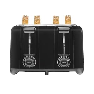 Proctor Silex 4 Slice Toaster with Extra Wide Slots for Bagels, Cool-Touch Walls, Shade Selector With 7 Browning Levels, Toast Boost, Auto Shut-off and Cancel Button, Black (24215PS)