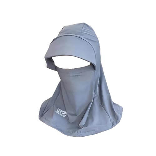 eaonitu UV Face Cover UPF 50+ Women Summer Face Covering Extended Brim Sun Hat UV Resistant Outdoor Cycling Mask (Grey)