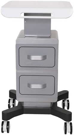 Medical Trolley Cart with 2 Drawers, Rolling Lab Cart for Hospital, Laboratories, Clinics, Kitchens, and Salons, Portable with Wheels and Trays(Grey-46 * 60Cm)