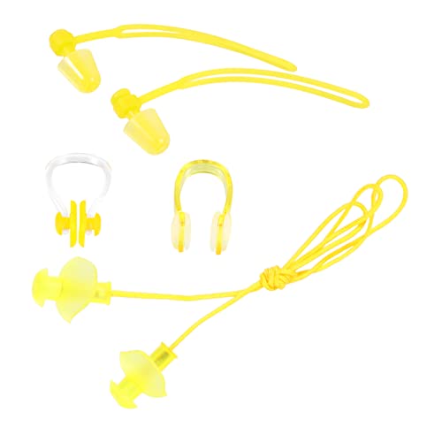 VANZACK 4pcs Nose Clip Set Nose Pegs for Swimming Adults Soft Nose Clips Waterproof Suits for Swim Nose Clip Adult Ear Swimming Environmental Protection PVC Yellow