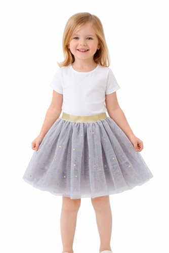 Faldas tutú para niñas de ballet color gris con 3 capas de tul y lentejuelas