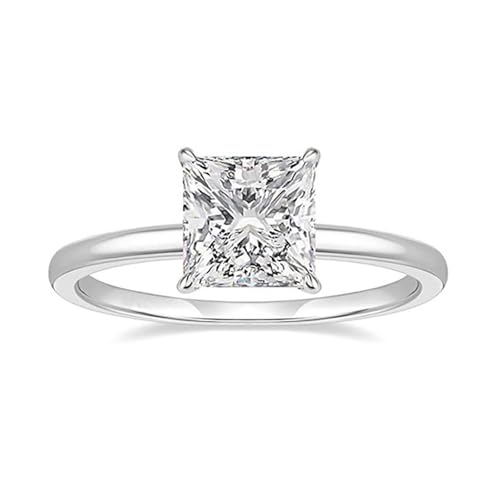 Anillo de moissanita cuadrada en oro 14K joyería fina para mujer moderna