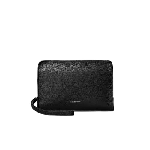 Calvin Klein - Pochette da uomo con effetto foil e manico LV04D1153G Dopp Kit, nero (nero), taglia unica