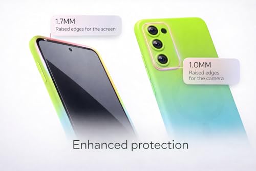 Image of amazon basics Gradient Mag-Safe Case for Samsung Galaxy S20FE 5G | Soft Silicone Shockproof Cover with Camera Protection | Slim Lightweight Design | Smooth Touch & Durable - Green & Blue