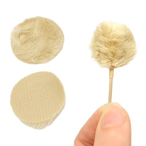 URSA Plush Circles - 5mm length short fur LAV covers. Reusable & Super Soft. 25mm Diameter (9x Circles + 30x Stickies, Beige)