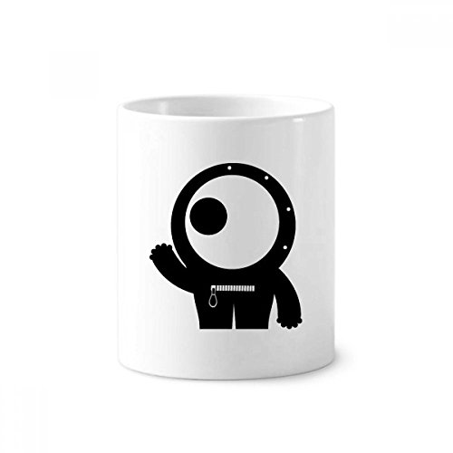Cadeau alien cyclope : pot en céramique blanche pour brosses à dents ou stylos