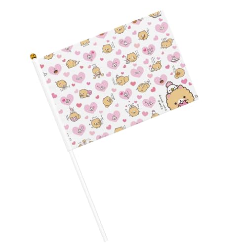 Kleine Mini-Handflagge mit Zwergspitzen, Cartoon-Blumen, für Sportspiele und Festivals, Dekoration, Parade, Flagge, 14 x 20,8 cm