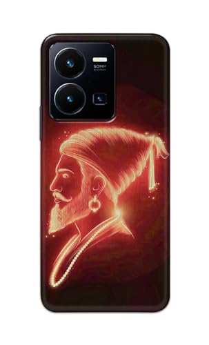 Image of Plastic Printfidaa Printed Hard Back Cover Case For Vivo Y35 4G | Vivo Y22 Back Cover (Chatrapati Shivaji Maharaj) -112,Black