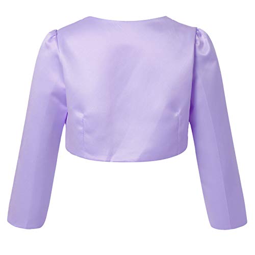 Kids Satin Flower Girl Bolero Shrug Dress Coat Long Sleeve Cardigans Short Jacket Floral Beaded Cover up2