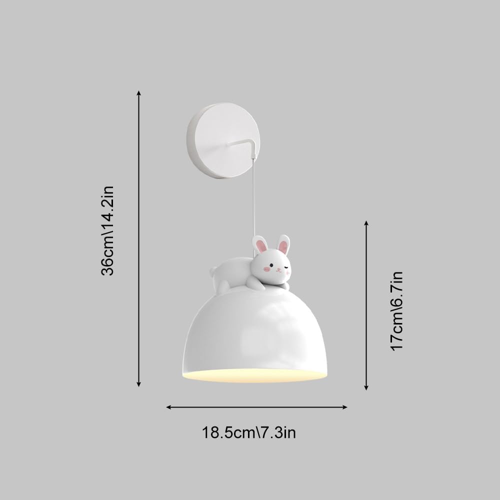 Light Child's Lamp Girl's Bedroom Modern LED Mounted Light, 5W 3 Color Mode Cartoon Sconce with Hanging Wire, Cute Kid's Princess Room Wall Lamps
