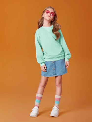Haloumoning Girls Casual Crewneck Sweatshirts Kids Long Sleeve Oversized Fashion Pullover Tops 5-14 years3