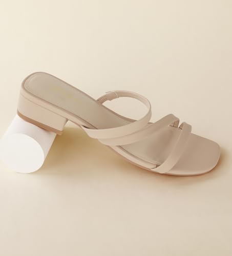 Ankis Black Nude White Strappy Heels Women 1 Inch Low Chunky Block Heel Heeled Sandals Square Open Toe Slip On Slides Mules3