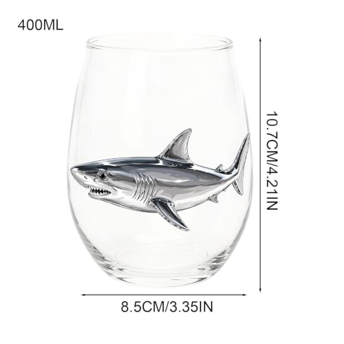 Copas de vino sin tallo de vidrio resistente y diseño de temática marina 6