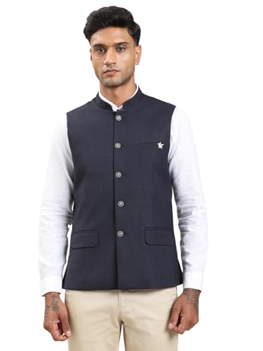 Veste Nehru ajustée élégante en polyviscose col officier pour homme moderne