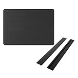 Herdplattenschutz und Abtropfmatte für Elektroherd, Glasplatte, Herdabdeckung, Schutz mit 2 x schmutzabweisenden Herd-Seitenstreifen, Silikon-Herdplattenabdeckung (schwarz)