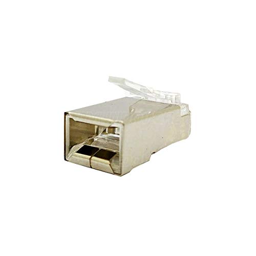 Conector RJ45 CAT6 Blindado em Metal 8P8C Suporta Gigabit Ethernet Cx c/ 100 Un. Exbom RJ45C6M100