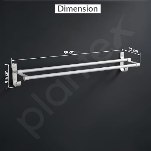 Image of Plantex Dual Wall Mounted Aluminium Towel Rod for Bathroom /Towel Hanger /24 inch Towel Holder /Bathroom Accessories - Pack of 1 (Silver)