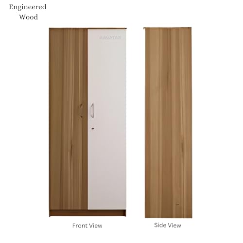 Image of AAVATAR 2 Door Wood Wardrobe with Shelves and Hanging Space for Bedroom, Engineered Wood Cabinet for Clothes, White, 75 x 30 x 19 Inch