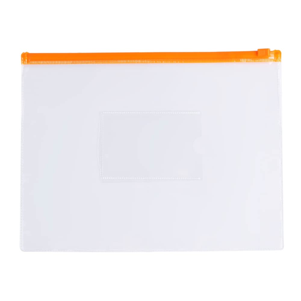 Pack of 12 A5 Clear Zippy Bags with Orange Zip
