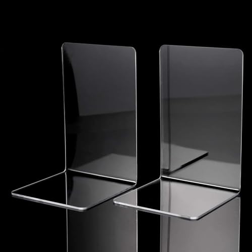 zalati Bookends 2pcs Acrylic Book Ends Anti-slip Book Holders Organizer for Desk Bookshelf Office Home School Supplies - Image 2