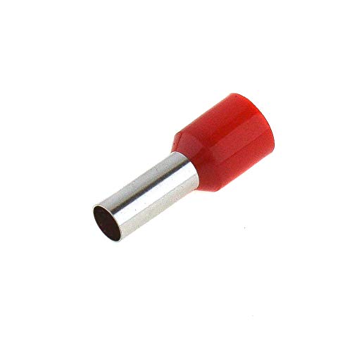 SeKi Iso. 10.0 mm² Wire End Ferrules, Red, Pack of 100, Industrial Quality 10 mm, 10mm²