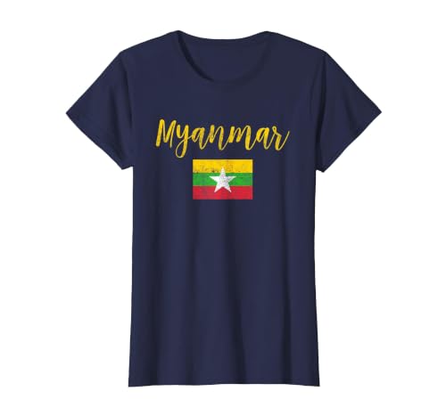 Myanmar T-Shirt Myanmar Flag Vintage