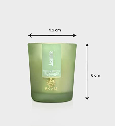 Image of EKAM Jasmine Votive Soy Wax Scented Candle, 40 Grams, 10 Hours Burn Time| Long Lasting Premium Candles | Ideal for Home Decor | Gifting & Aromatherapy (Pack of 12)