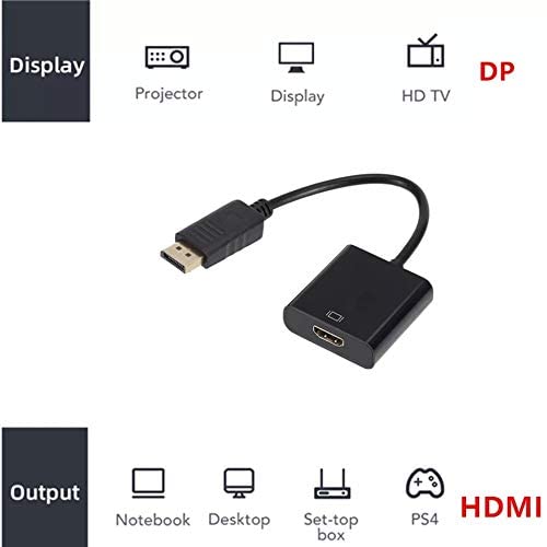 Image of FENTICO DisplayPort (Not USB) to HDMI Adapter, Gold-Plated Display Port to HDMI Converter, DP to HDMI Cord Compatible with Computer, Desktop, Laptop, PC, Monitor, Projector, HDTV (UNI-DIRECTIONAL)