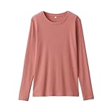 無印良品 婦人 大豆繊維を使ったリブ編みクルーネック長袖Tシャツ レディース BB2QMA4A ピンク 婦人S