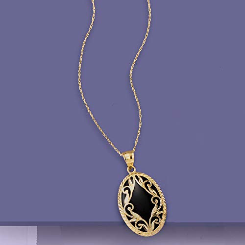 Ross-Simons Oval Black Onyx And 14Kt Yellow Gold Pendant Necklace. 18 Inches #TOP2