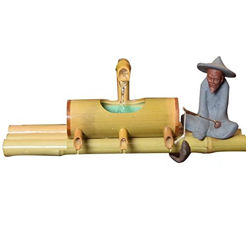 ZLECB Fuente De Bambú, Fuente Zen Japonesa, Fuente de jardín Feng Shui, Fuente de Agua con Bomba, Kit de Fuente de bambú, Fuente Solar, Adornos de Agua Que Fluye,55cm Cover