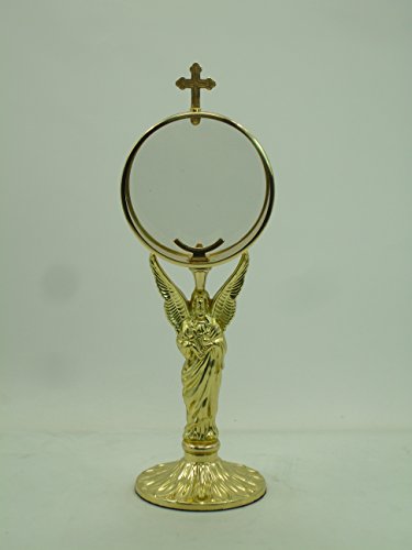 X39 Christian Catholic Church Priest Monstrance Reliquary with Cross and Angel Pattern, Brass 11.8" H. Our Company Have 105 Kinds of Monstrance Reliquary for Your Choice.