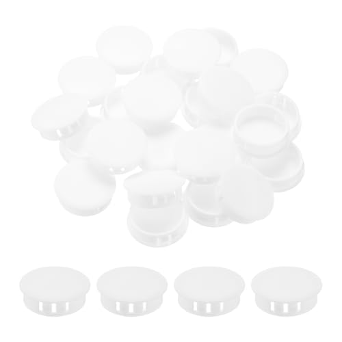 Image of MECCANIXITY 64PCS 30mm /1.18 inch White Plastic Hole Plugs, Flush Type Panel Hole Plugs Insert End Caps for Locking Hole Tubes Furniture Cabinet