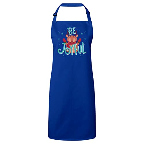 Tablier cuisine bleu Be Joyful avec renne mignon pour cuisiner en hiver