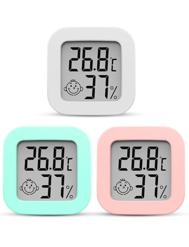Mini Igrometro Termometro Digitale Termoigrometro da Interno con l'Icona di comforto Monitor di Temperatura e umidità (3 Pezzi)