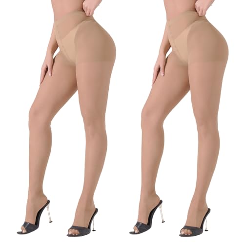 20D Sheer High Waist Pantyhose Reinforced Toes Tight-Knit Tear-Resistant Silk Stockings Ultra Thin Soft Tights