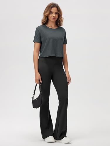 Image of ODODOS Women's Performance Cropped Tee Ultra Soft odSTRATUM Tech Short Sleeve Relaxed Top Crew Neck T-Shirts