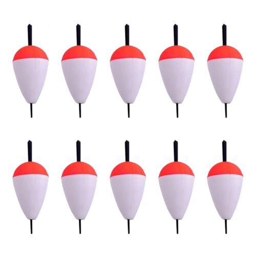 10Pzs Boyas de Espuma Dura de Alta Dureza Flotantes en Rojo y Blanco para Pesca en Mar y Roca FACAILUO