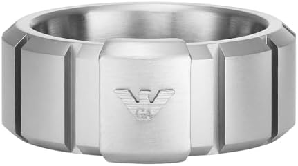Emporio Armani Men's Stainless Steel Band Rings, V1, Stainless Steel, No Gemstone image 5