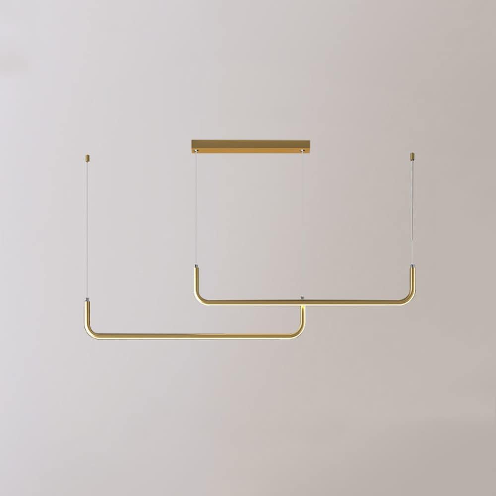 Indoor LED Tri-Color Dimmable Chandelier Minimalist Metal Long Strip Pendant Light Modern Adjustable Ceiling Hanging Lamp