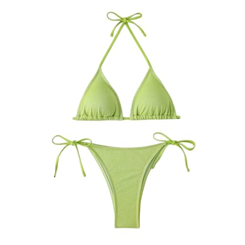 Bikini rose brillant avec string et push up pour sublimer le bronzage