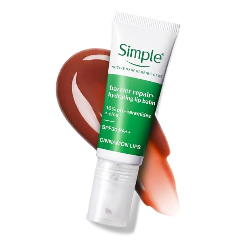 Simple Barrier Repair+ Hydrating Tinted Lip Balm - Cinnamon, SPF 30, for Sensitive Lips with Proceramides and Cica | 10g