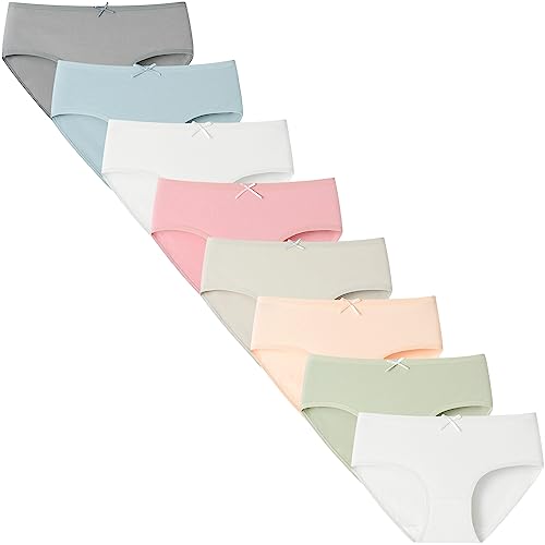 Charmi Teenager Mädchen Unterhosen Baumwolle Slip Pantys Einfarbig 8er-Pack Sanfte Frische 158-164 (Herstellergröße L)
